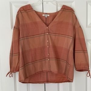 Madewell pink plaid blouse